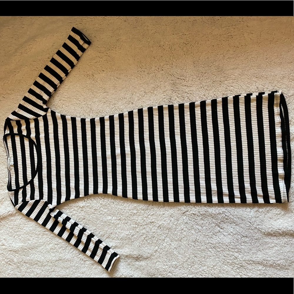 Long black/white striped dress